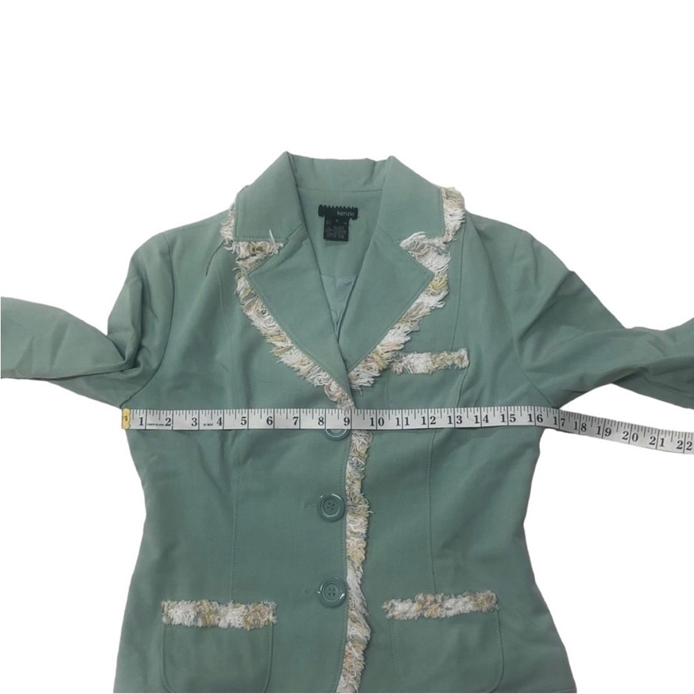 KENZIE Green Crop BLAZER With FRINGE Size 2 - Picture 6 of 10